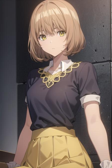 aokiyuriko, <lyco:aokiyuriko-lyco-nochekaiser:1>, 
aoki yuriko, short hair, brown hair, bangs, (yellow eyes:1.5), glasses,
BREAK skirt, shirt, short sleeves, pantyhose, black pantyhose, frills,
BREAK looking at viewer, 
BREAK indoors,
BREAK <lyco:GoodHands-beta2:1>, (masterpiece:1.2), best quality, high resolution, unity 8k wallpaper, (illustration:0.8), (beautiful detailed eyes:1.6), extremely detailed face, perfect lighting, extremely detailed CG, (perfect hands, perfect anatomy),