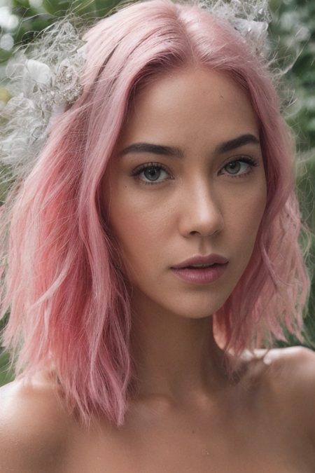 ((Glamour Portrait)),a full body photography  of a pulchritudinous Princess with  wet dyed pink hair, sad, massive breasts apart with puffy nipples,
she is walking in a botanical garden, she is wearing a beautiful multiple stitched layers pink ballgown with silver accent, encrusted with jewels, intricate pattern, detailed,fluffy,  hair accessory
instagram,  textured skin, skin pores, (moles:0.7), imperfect skin, goosebumps, flawless face, (light freckles:0.8), windy, (night:1.1), dark theme, star, moonlit, <lora:Lowra:0.55>