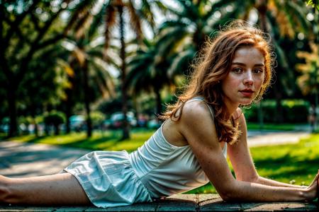 girl,18 years old, (perfect face), (green eyes:1.3), street on background, (hair ornament:1.2), (ginger hair), (white dress:1.3), summer dress, (dynamic pose:1.4), (happy look:1.2), sit on bench, BREAK. shallow depth of field,bokeh,natural lighting,high quality,film grain,Fujifilm XT3,8k,uhd,RAW photo,masterpiece,photorealistic,ultra-detailed,  <lora:Body Type_alpha1.0_rank4_noxattn_last:2>, <lora:Breast Slider - Pony_alpha1.0_rank4_noxattn_last:2.5>, <lora:age_slider-LECO-v1:-2>, <lora:zoom_slider_v1:-1>, <lora:add_detail:0.7>, <lora:real_slider_v2:5>,