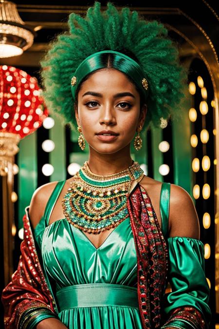 RAW Photography, CS-MNC Photograph of a maximalist tableau, boldly mix patterns, textures, and neon colors in a kitsch fashion scene, opulent accessories and flamboyant attire create a visual feast that defies convention in the world of design, Yayoi Kusama and Richard Avedon inspired fashion, (sharpness in detail:1.1), Canon EOS 5D Mark IV, masterpiece, 35mm photograph, (iconic photograph:1.4), (visual storytelling:1.2), film grain, award winning photography, vibrant use of light and shadow, vivid colors, high quality textures of materials, volumetric textures  perfect composition, dynamic play of light, rich colors, epic shot, perfectly quality, natural textures, high detail, high sharpness, high clarity, detailed, photoshadow,  intricate details, 8k, <lora:GoodHands-vanilla:1>, <lora:NSFWFilter:-2>,
<lora:SDXLrender_v2.0:1.0>
