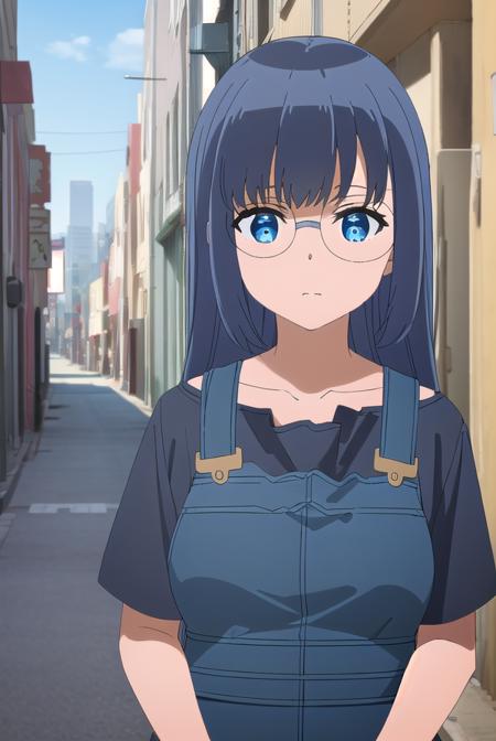 touyayamada, <lora:touya yamada s1-lora-nochekaiser:1>,
touya yamada, long hair, blue hair, blue eyes, round eyewear, glasses,
BREAK shirt, dress, short sleeves, shoes, black footwear, black shirt, blue dress, suspenders, overalls,
BREAK outdoors, city,
BREAK looking at viewer, (cowboy shot:1.5),
BREAK <lyco:GoodHands-beta2:1>, (masterpiece:1.2), best quality, high resolution, unity 8k wallpaper, (illustration:0.8), (beautiful detailed eyes:1.6), extremely detailed face, perfect lighting, extremely detailed CG, (perfect hands, perfect anatomy),