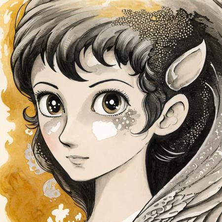 (Anime:1.1),(Anime:1.1), artstyle, best quality, 1girl, A ghostly portrait of a dragon with detailed patches | ink-wash nature on gold tones | plain background, 

anime style 80, 
 

(anime by Osamu Tezuka, 80s, big eyes, illustration,:1.1), manga,
(film still, image still),

complex stuff background, 