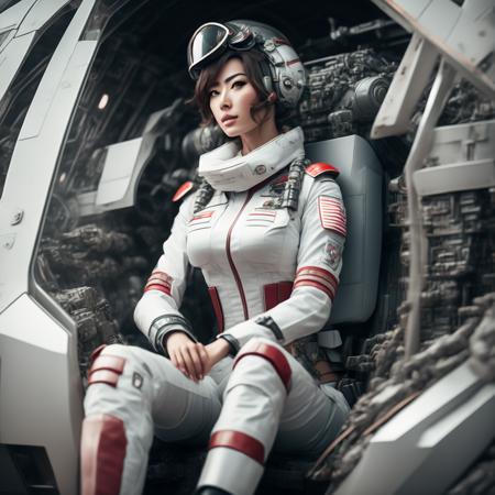 photo an attractive female pilot sitting inside a Gundam (MechaPilot style:1) <lora:djzMechaPilot:0.8)