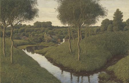 style of Henry Moret, yard ,plantation ,coppice ,hedgerow,thicket , Wetland ,