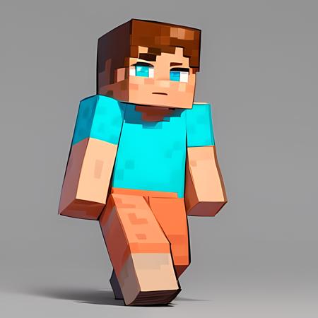 ((masterpiece, best quality)),(complex light), 1boy, solo, full body, Steve,  <lora:Steve_Minecraft_V1-10:0.7>, simple background,  Minecraft,