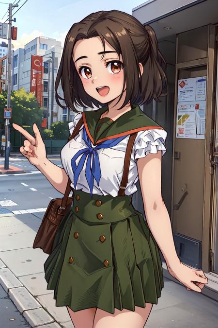 kei_shidou school uniform, green pleated skirt