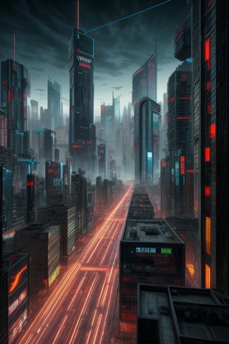 a cyberpunk cityscape, detailed, masterpiece, score_9, score_8_up, score_7_up,
