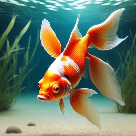 score_9, score_8_up, score_7_up, chumbasket art style, high quality, 64k
raw photo
masterpiece
Show me a picture of Ranchu gold fish in a pond with a blond middle aged European woman in a bikini, calico Rachu goldfish swimming, accurate depiction of Rachu goldfish,
