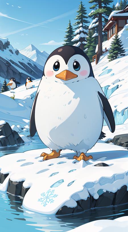 best quality, masterpiece, penguin, arctic, tundra, frozen