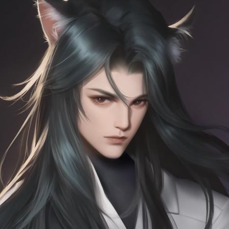 1boy, male focus, solo, long hair, cat ears, <lora:ImpastoH-000002:1>