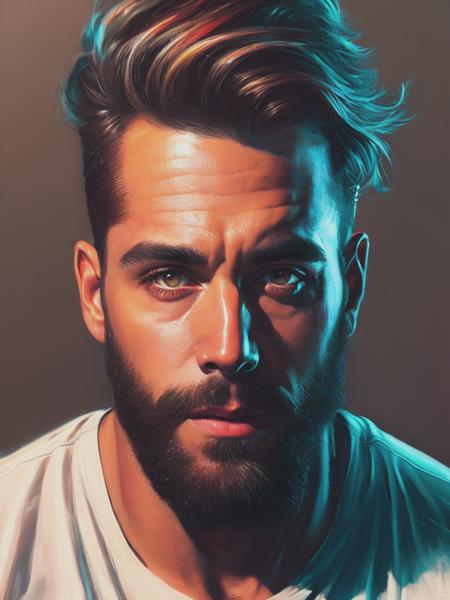 <lyco:SamSpratt:1.0>ultra-detailed, man, artist, in the style by Sam Spratt, 8K