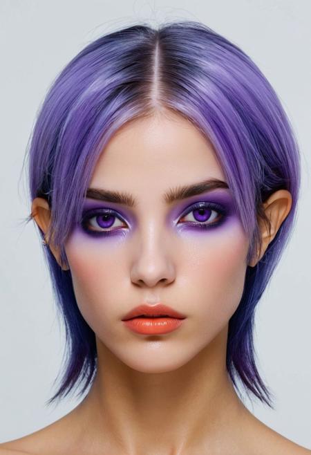 black hair, shiny skin, (Midna, ((dark and grey skin)), ((purple hair)) ), (combat boots), (Julia James:1.4)  rating_questionable, grumpy, ((skinny)), (((cute face))), petite body, skinny thighs, Big perfect grey eyes,dynamic range, (center composition, symmetry composition:0.1), (ebony and muted colors:0.1) <lora:MJ52:0.5> <lora:- SDXL - vanta-black_contrast_V3.0:0.5>blackf/1.4, rule of thirds, iconoclastic opus magnum with unparalleled details, (electricblue and unique colors:0.1), <lora:MJ52:1.0>(masterpiece, best quality:1.4), perfect body parted lips, , detailed skin,model photoshoot,photography by (Muriel Angelus:1.3), modelshoot, pose, , award winning photo macro shot of a beautiful A minimalist and modern design portraits of a beautiful woman, one eye covered in an artistic black band in bold white, blue or yellow colors, set against a stark white background. This graphic representation symbolizes beauty through visual simplicity and minimalistic elements. (Motion Blur Photography by Sarah Charlesworth and Andres Serrano:1.2), award-winning photography, aesthetic, carefully designed details, clear scene, f/22, symmetry and balance, unprecedented, selective color,  Ultra High Resolution, wallpaper, 8K,Rich texture details, hyper detailed, detailed eyes, detailed background, dramatic angle, epic composition, SimplepositiveXLv1 , , solo, model photoshoot,, a stylish girl,(close-up portrait:1.1),