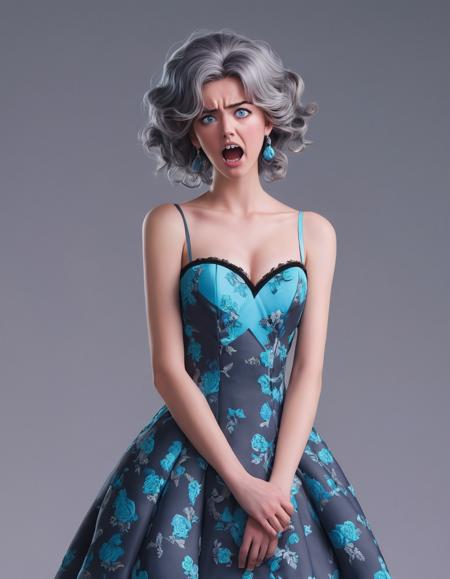 anime artwork <lora:Didier Mouron CLIP Fashion-000005:1>,by Adélaïde Labille-Guiard,Didier Mouron,dress,fashion,, Fear theme, fear, scared,  raised eyebrows, clenched teeth, grimace, perspiration,tremble, black, (gray:0.6), (pale blue:0.3), (wide-eyed:1.1), . anime style, key visual, vibrant, studio anime,  highly detailed<lora:volumetric lighting-000005:1>