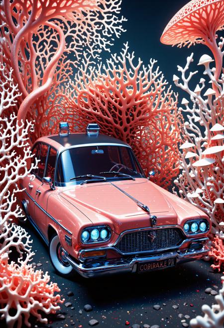 (designed by Fritz Lang:0.9) and (Darren Aronofsky:1.2) , cinema art, epic Cycles render, Flat Art, intricate background, landscape of a (coral style,score_9, score_8_up, score_7_up, score_6_up, a close-up of a sedan made of coralbugxl, featuring stylish sedan design, exquisite and imaginative poster art, coralbugxl decoration, coralbug xl, alice's adventures in wonderland theme, coralbugixl, highly detailed fantasy art, exquisite digital illustrations, detail rich digital art, highly detailed digital painting, surrealist digital artworks, 3d epic illustrations:1.3) and Stale Emo Shamanic drum, spring jungle and garden, Fall, electric red lighting, F/2.8, Hypersaturated, moody, rpg concept art, beautiful composition, cinematic, beautiful, digital art