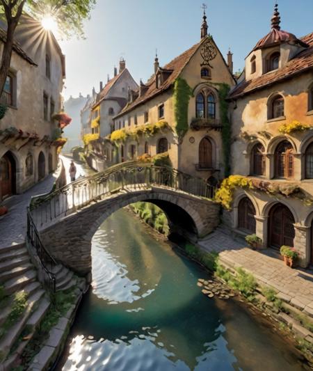 , <lora:sdxl_neg_overfit_v1:1> (overfit style:6),            a grand capital city nestled in the heart of a magical realm inspired by Dungeons and Dragons. The city stands as a testament to both architectural splendor and mystical enchantments. The streets are bustling with life, filled with a diverse array of creatures, both human and fantastical, going about their daily routines. The buildings showcase a harmonious blend of traditional medieval design and whimsical magical enhancements. Ornate bridges span over flowing rivers and canals, connecting various districts of the city. Gardens and parks are interspersed throughout, teeming with vibrant, otherworldly flora and fauna. In the central square, a magnificent fountain serves as a gathering place, its waters sparkling with magical energies.