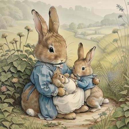 Drawing in the style of Beatrix Potter