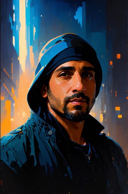 the painting of JahriSedoYol a man, character portrait, character portrait, key art, detailed, masterpiece, art by midjourney-style and greg rutkowski and jordan grimmer and mucha