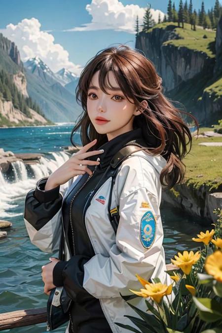 Woman,  best quality,  photorealistic,  dynamic nature background, Ly0dr41,<lora:EMS-257454-EMS:1.000000>