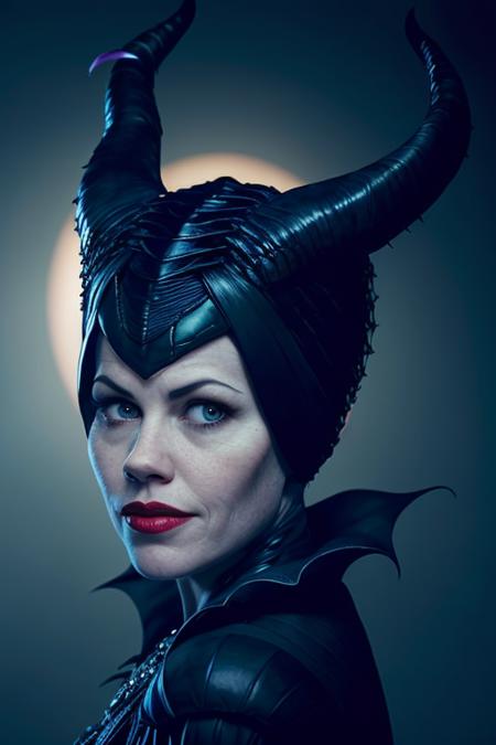 portrait photo of (f41ruz43-14850:1.0) as Maleficent, soft lighting, movie promo