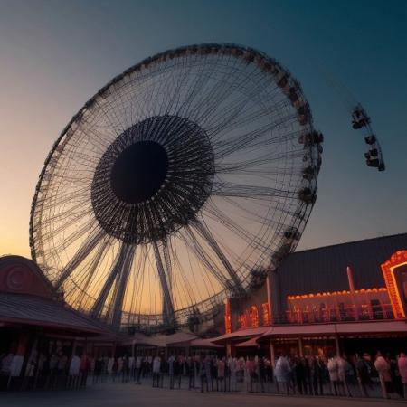 giant amusement park, huge eye in the sky,