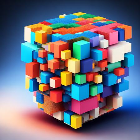 (cubismcubed style:1) a cube made out of many different colored cubes <lora:djzCubismCubedV21_LoraBooth:1>