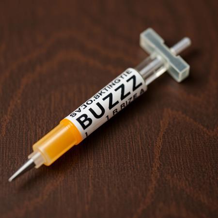 syring needle, label BUZZ