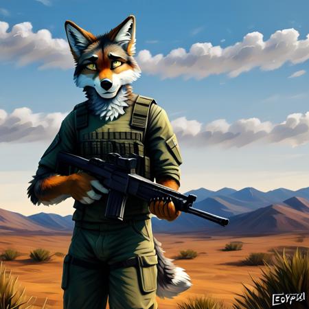 Anthro canines holding rifles V1