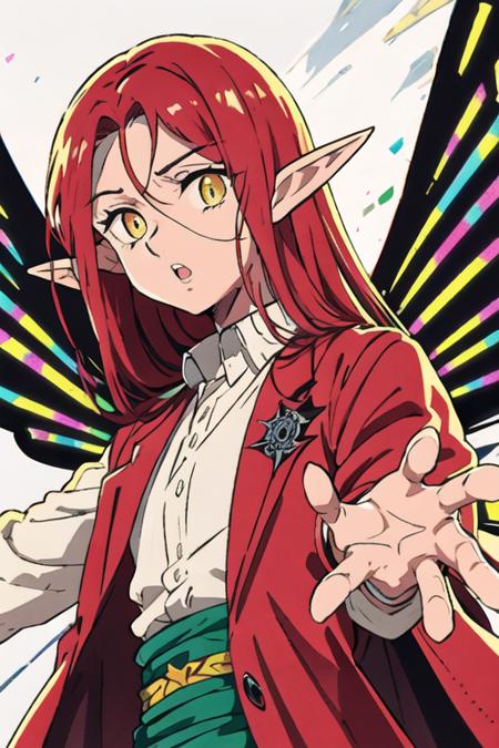 gloxinia_nanatsu_no_taizai red hair pointy ears long hair yellow eyes wings fairy