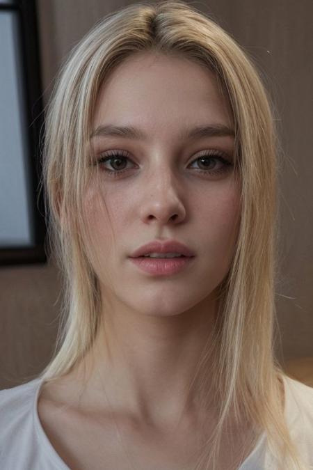 (blonde hair), shy, nervous, realistic, (photorealistic:1.5),upper body,(head and shoulders closeup:1.0), (((detailed face))), ((detailed skin)), detailed background, ((best quality)), ((masterpiece)),RAW photo,8k,indirect lighting,(high quality:2.0),sharp focus on subject,