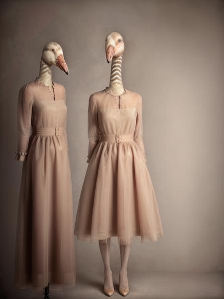 <lora:AnimalClothes:1>a goose in a dress