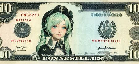 masterpiece, best quality,money,dollar bill, 1girl,banknote,hatsune miku, chibi