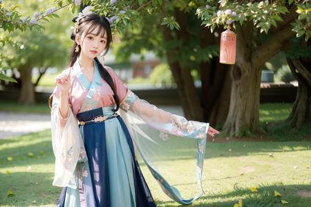 (4k, best quality), (realistic, photo-realistic), perfect hand,cute, dating, (nose blush), (closed mouth) small breasts, beautiful detailed eyes,1girl wearing tangstyle,<lora:japaneseDollLikeness_v10:0.3>,<lora:hanfu2.8:0.7>,(tangstyle,hanfu,full body:1.2)