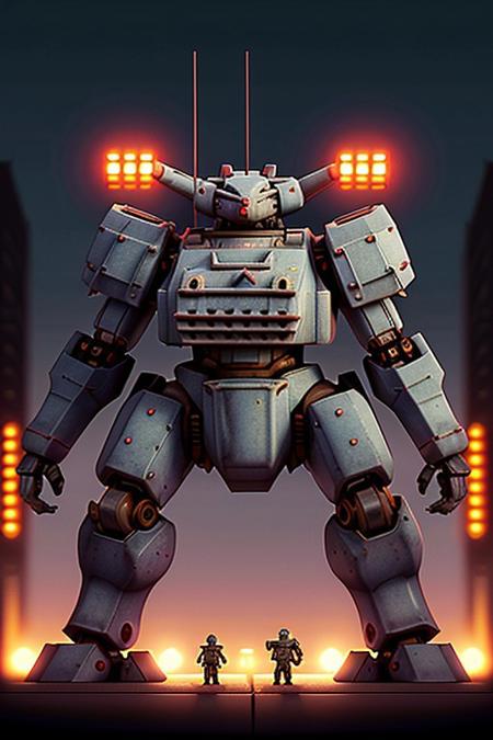 tank, 1tank. Dark foggy background, full view, red lights., city street. street lights, mecha tanks, detailed