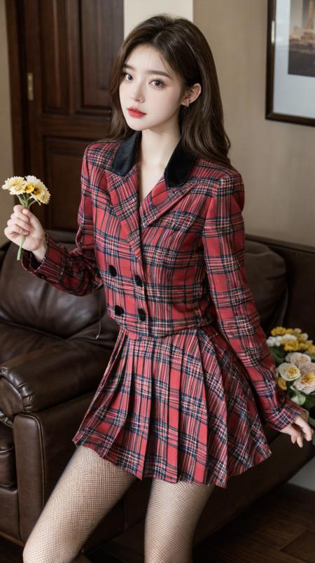 best quality,HDR,UHD,8K,Vivid Colors,solo,front view,photo_(medium),(1girl:1.3),(looking at viewer:1.4),
<lora:add_detail:0.8>,cowboy shot,standing,outside,sky,living room,(holding flower:1.4),<lora:Mis13:0.7>,MIS,