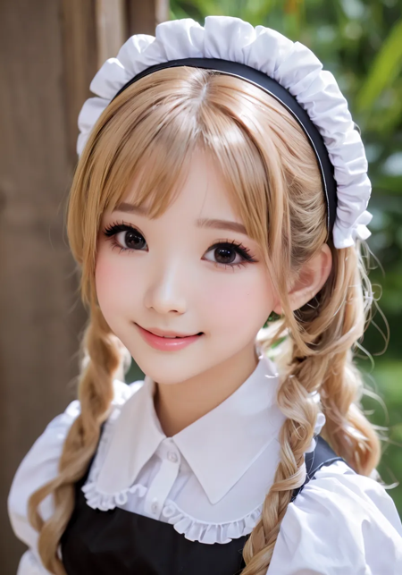 highres,best quality,kawaii maid girl,face up,smile,natural