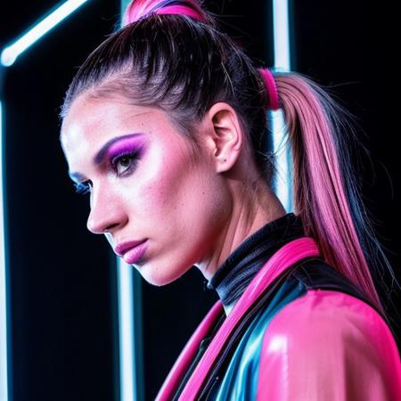 score_9, score_8_up, score_7_up, score_6_up, portrait, beautiful 30 year old milf, colored ponytail, neon lights, cyberpunk, ultra realistic, big lips, (masterpiece, best quality, highres:1.2), (photorealistic:1.2),