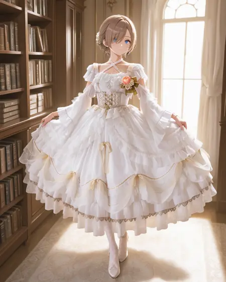 lolita dress:white off-shoulder lace ruffled dress
