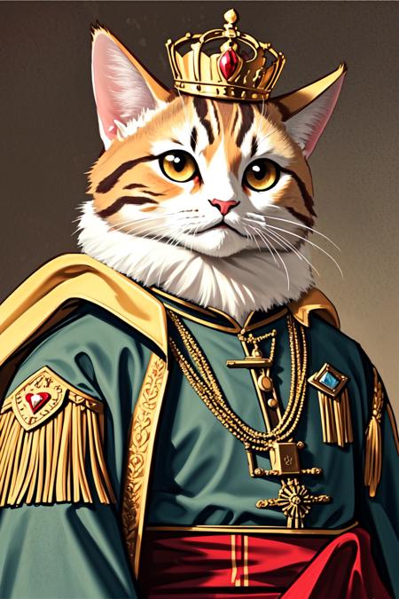 yomama_royal_animals (royal clothing/military uniform), necklace, cape, crown, staff