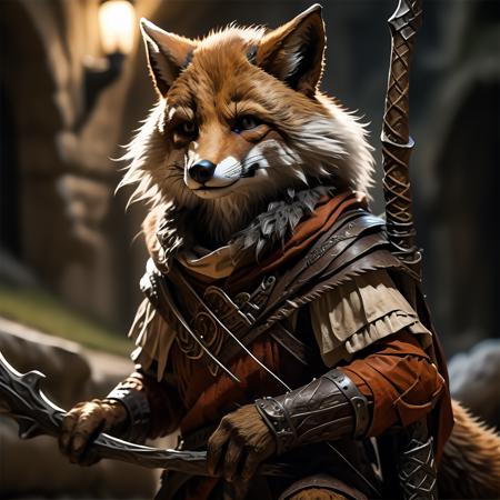 highly detailed full color candid photo of a werefox:1.2, 1boy,
werefox, solo, looking at viewer, bow (weapon),
realistic, depth of field, blurry background,
medieval cavern,
(silhouette lighting:1.2),
