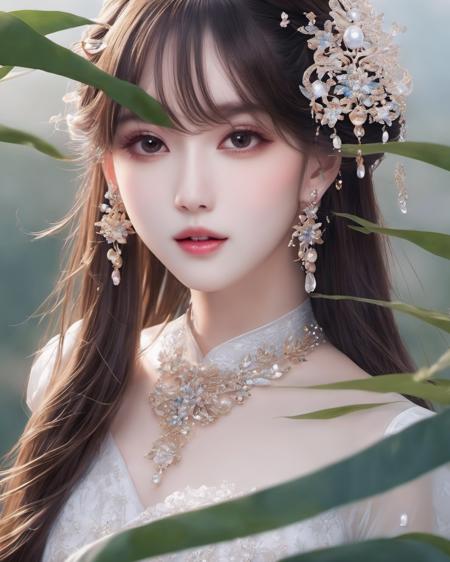 (ultra realistic 8k CG:1.2),perfect artwork,delicate pattern,intricate detail,(unparalleled masterpiece,best quality:1.2),(extremely intricate:1.2),------------------------------- kpop idol,korean beauty,korean mixed,(1girl,solo:1.2),woman,girly,bright eyes,(wet skin,nsfw:1.1),(absurdly long hair:1.4),Floating hair,wind,gale,hair accessories,------------------------------- (silk and Ribbon in front:1.3),earrings,filigree,detached sleeves,wide sleeves,(see through clothes,translucent clothes,armlet:1.2),(revealing clothes),jewelry,------------------------------- (horizon,simple background,Leaves and plant in front :1.2),<lora:offset_0.2:1>,<lora:last-000001:0.65>,