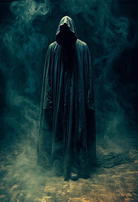 Horrific shapeshifter cloaked in fluid shadows, 
which comes from all around Like it would have own life, 
Sharp texture and ornaments and contrasts, 
dust, 
fog, 
Full body image, 
mysterious, 
frightening, 
evil, 
dramatic atmosphere, 
fluid, 
oil, 
ink, 
vivid colors, 
Dark Color palette, 
cold colors, 
lomography, 
Color whirlwind