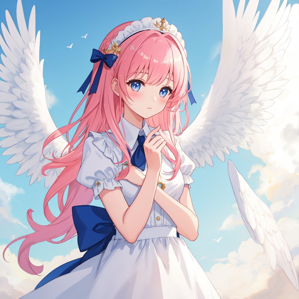 beautiful girl, angel, wings, anime Character Portra... | OpenArt