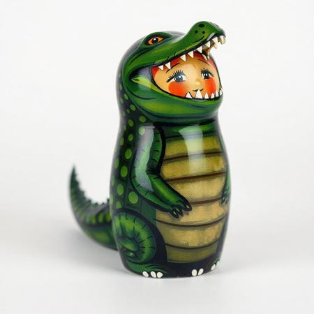 a crocodile matryoshka doll, no humans
