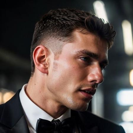 DSLR photo of lubosdzuba person using a tuxedo.face side portrait.in blade runner.daylight.professional photography.high resolution.detailed photo.RAW.still film.f/16.uhd.hdr.4k <lora:lubosdzuba_48150:1>