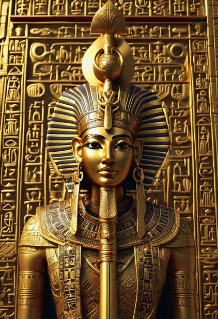 Elaborate headdress, ceremonial scepter, sacred temple, hieroglyphic inscriptions, ritualistic chants, golden adornments, divine offerings, mystical rituals, priestly robes, ankh symbol, ancient wisdom, temple guardian, Pharaoh's decree, celestial alignment, ancient artifacts.
cinematic, sharp focus, intricate, cinematic, dramatic light
