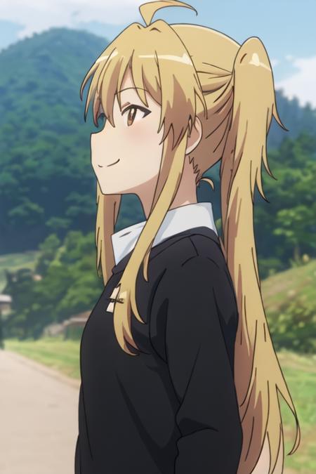 kagayama_kaede_nonnonbiyori blonde_hair, long_hair, brown_eyes, ahoge