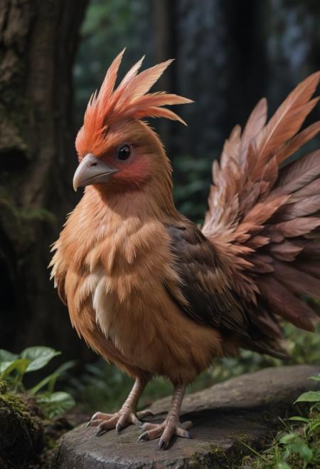 closeup award winning photo of spearow\(pokemon\), perfect environment, extremely detailed, dark shot