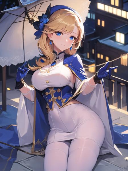 (ultra detailed),(masterpeace),(best quality), beautiful lighting,CG,(colour:1.2),outdoors, park, solo,  <lora:hood_azurlaen_V1:0.8>,
hood \(azur lane\),blonde hair,blue eyes,black pantyhose,earrings,gloves ,jewelry,shoes,blue coat,