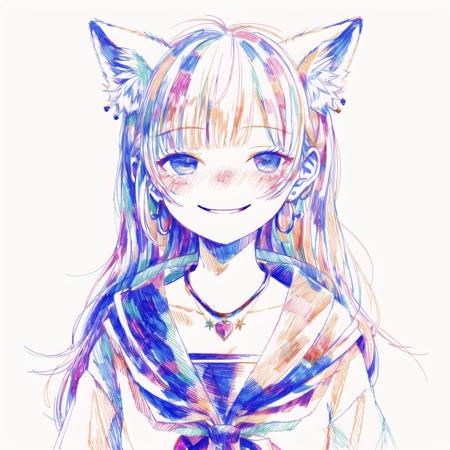 <lora:tmari:1>, tmari,  sketch, traditional media, ballpen drawing, white background, 

+ +, 1girl, animal ear fluff, animal ears, animal hands, animal nose, bangs, blush, body fur, breasts, character name, claws, cleavage, collarbone, fang, female focus, fox ears, fox girl, furrification, furry, furry female, hair rings, happy, japanese text, jewelry, light blush, long hair, long sleeves, looking at viewer, medium breasts, monochrome, multiple views, necklace, off shoulder, open mouth, sidelocks, simple background, sketch, smile, snout, upper body, v-shaped eyebrows, white background, wide sleeves