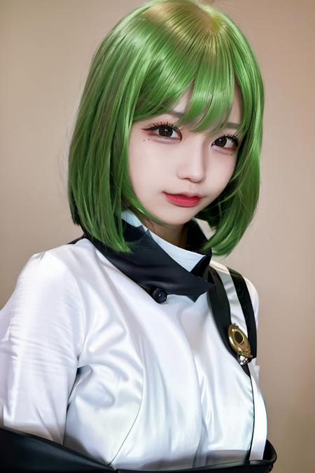 best quality, ultra high res, 1girl, <lora:koreanDollLikeness_v15:0.8>,  <lora:CC-cg:1>, upper body, cosplay, realistic, bob cut,